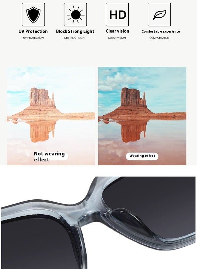 فيل نظارات شمسية مستقطبة للرجال والنساء، نظارات شمسية عصرية مضادة للتوهج، حماية من الأشعة فوق البنفسجية 400، مناسبة للقيادة والصيد والسفر (إطار رمادي شفاف) - Image 5