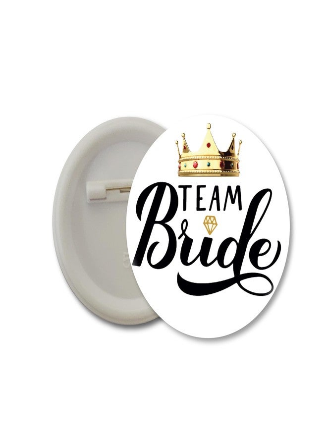 D2C Wedding Party Badges Set, Team Bride and Team Groom Pins with Crown Design, White (Team Bride, 5) - Image 2
