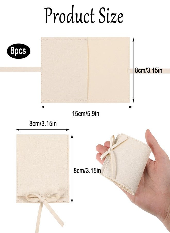 Ymapinc 8PCS Microfiber Jewelry Pouch, 3.15x3.15inch Jewelry Rolls, Luxury Small Gift Bags for Jewelry, Bracelet, Necklace, Earrings, Travel Organizer for Women (White) - Image 2