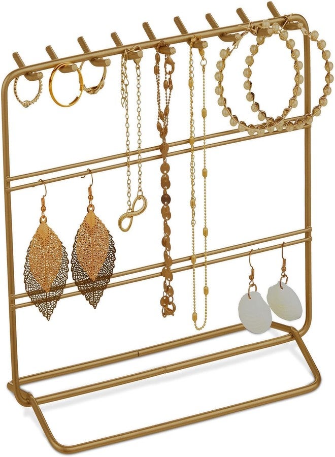 OGFC 56682 Jewellery Stand for Rectangular Earrings, Necklaces, Bracelets, Vertical Jewellery Box, 18 x 20 x 9 cm, Metal - Image 1