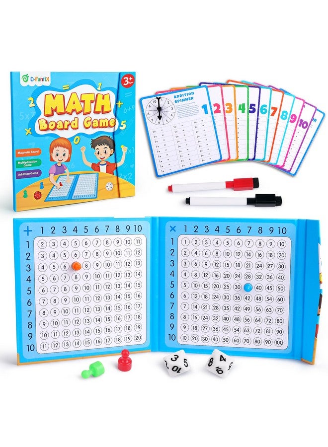 D-FantiX Magnetic Addition Multiplication Game Board, Math Games for Kids 8-12, Math Manipulatives for Elementary School, Montessori Math Learning Toys for Homeschool Classroom - Image 1