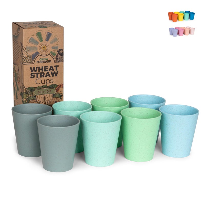 Grow Forward Premium Plastic Kids Cups  13 oz Unbreakable Wheat Straw Cups for Kids  Non Toxic BPA Free Drinking Glasses for Water Smoothie  Small Dishwasher Safe Kitchen Tumblers  Rainforest