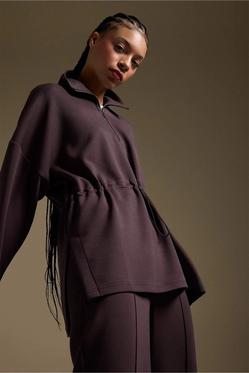 ديفاكتو Long Fit Stand Collar Modal Sports Sweatshirt