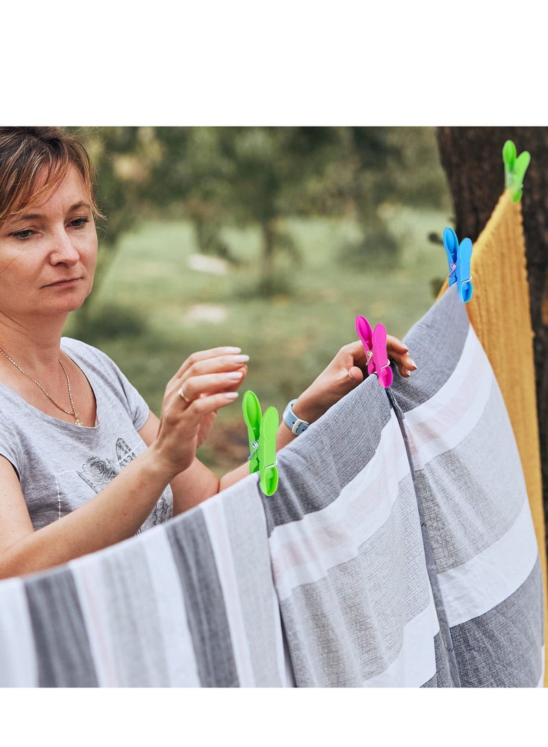 Zikra 48 Pack Colorful Plastic Clothespins Heavy Duty Laundry Clothes Pins Clips Pegs Drying Line Small Colored for Outdoor Clothesline Crafts Package Lanundry Bathroom or Kitchen - Image 2