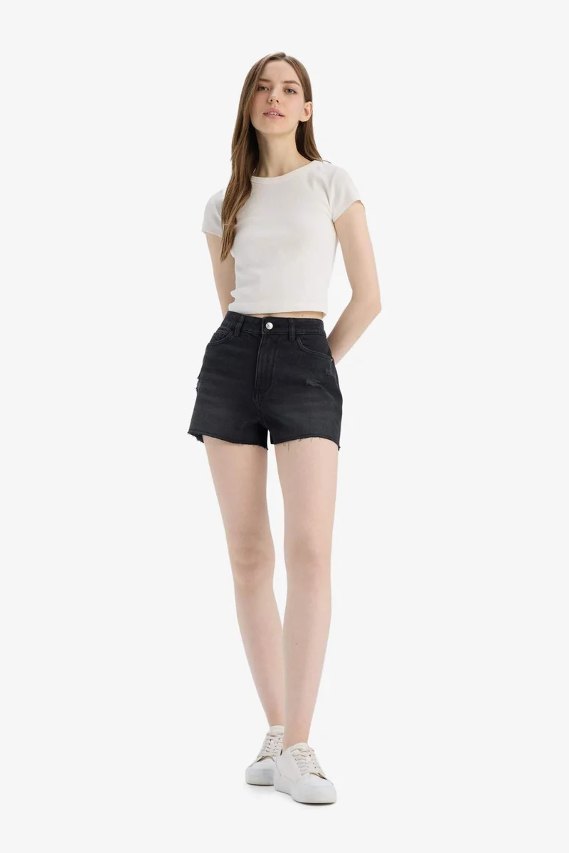 ديفاكتو Denim Normal Waist Short Leg Shorts