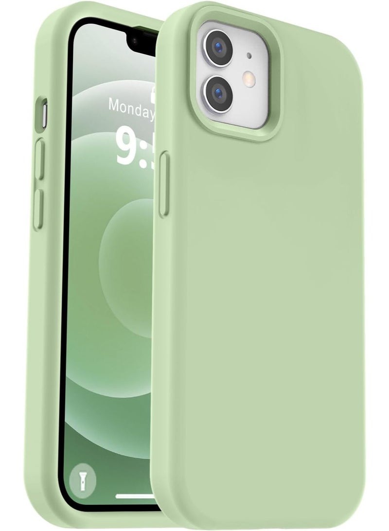 متوافق مع جراب iPhone 12 / جراب iPhone 12 Pro، ترقية السيليكون السائل [بطانة ناعمة من الألياف الدقيقة المضادة للخدش] [حماية من الصدمات والسقوط] جراب هاتف 6.1 بوصة - (ماتشا) - Image 1