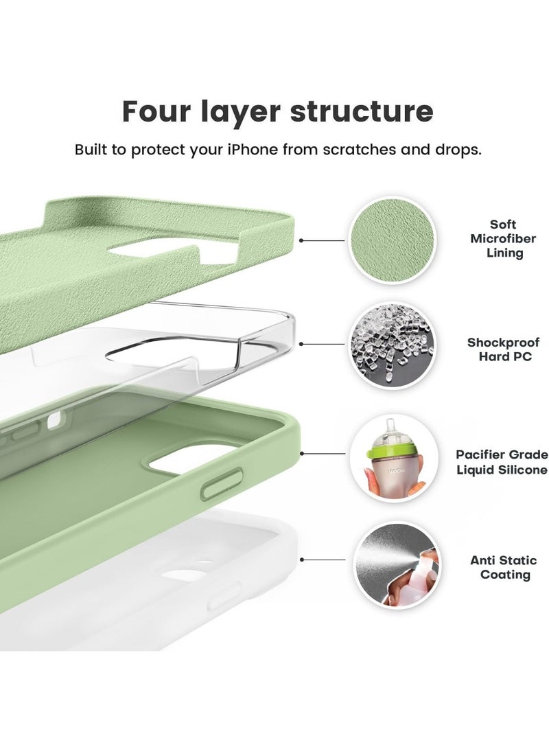 متوافق مع جراب iPhone 12 / جراب iPhone 12 Pro، ترقية السيليكون السائل [بطانة ناعمة من الألياف الدقيقة المضادة للخدش] [حماية من الصدمات والسقوط] جراب هاتف 6.1 بوصة - (ماتشا) - Image 3