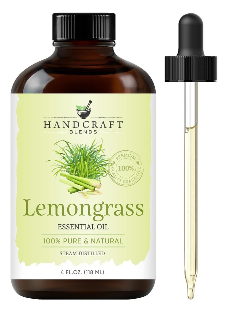 handcraft Blends Handcraft Blends Lemongrass Essential Oil - Huge 4 Fl Oz - 100% Pure and Natural - Premium Grade with Glass Dropper 