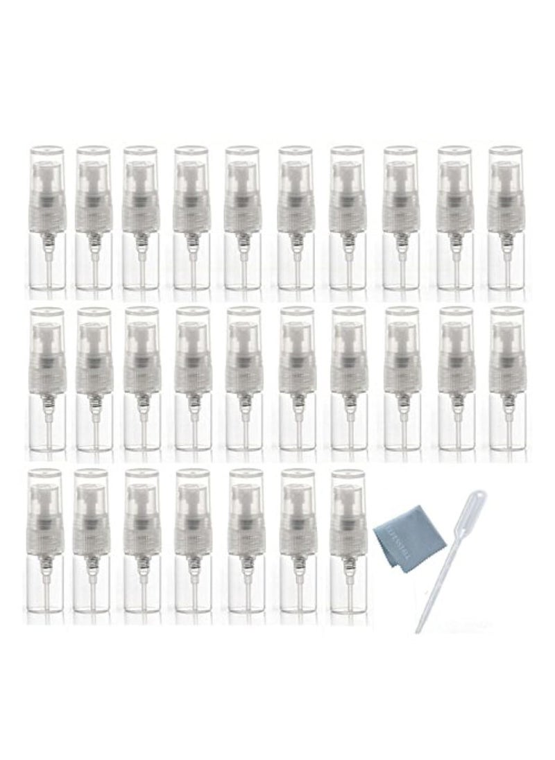 ELFENSTALL - Elfenstall- 30pcs Mini Clear 2ml 5/8Dram Atomizer Vial Glass bottle Spray Refillable Perfume Empty Sample Bottle Clean Cloth Free 3ML Pipette for Travel Party - Image 1