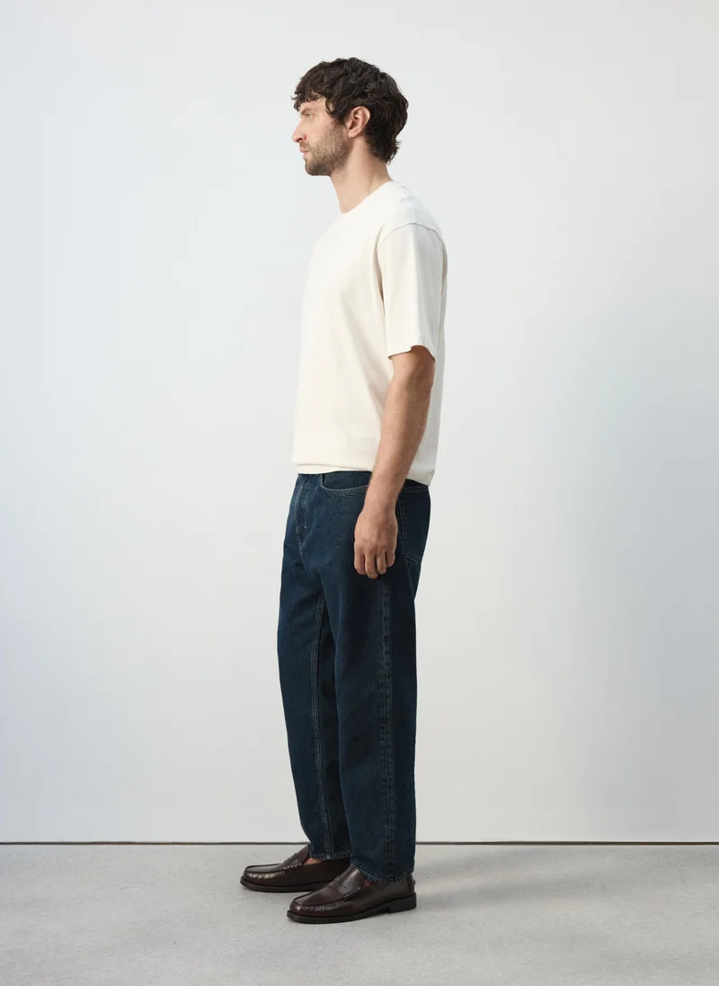Mango Man BB-BLUEBLACK Sammy Cropped Carrot Fit Jeans for Men | Best Price UAE
