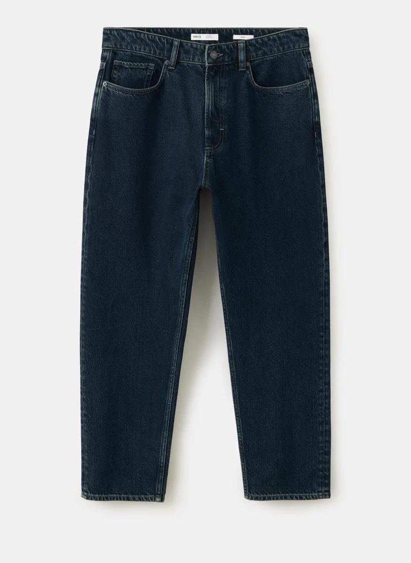 Mango Man BB-BLUEBLACK Sammy Cropped Carrot Fit Jeans for Men | Best Price UAE