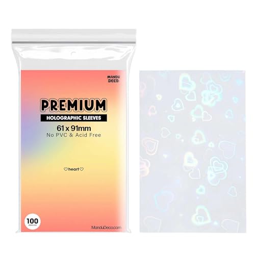Mandu Deco Heart Holographic Kpop Photocard Sleeves Card Protector PVC Free and Acid Free Shield Cover 100 Sleeves per Pack (61x91mm(for Double sleeving)) - Image 5