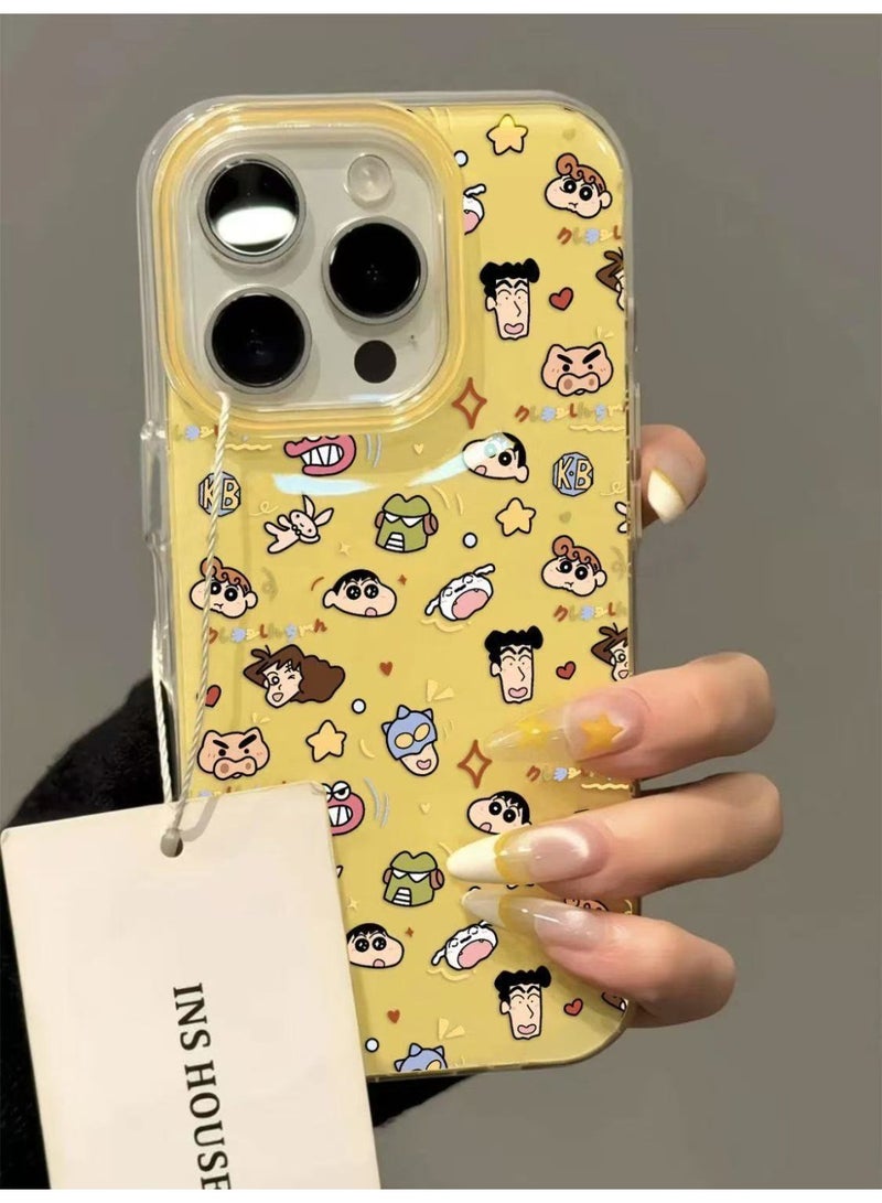 NIBEMINENT Sakura Chan Headshot Protective TPU Case Cover For iPhone 15 Plus, Yellow Background