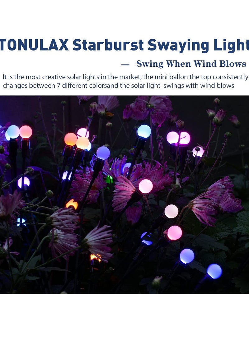 2 Pack Solar Garden Lights for Outdoor, Upgraded 6 LED Firefly Solar Swaying Lights, Sway by Wind, Waterproof Outdoor Lights Solar Powered for Yard Patio Pathway Decoration (color) - Image 5