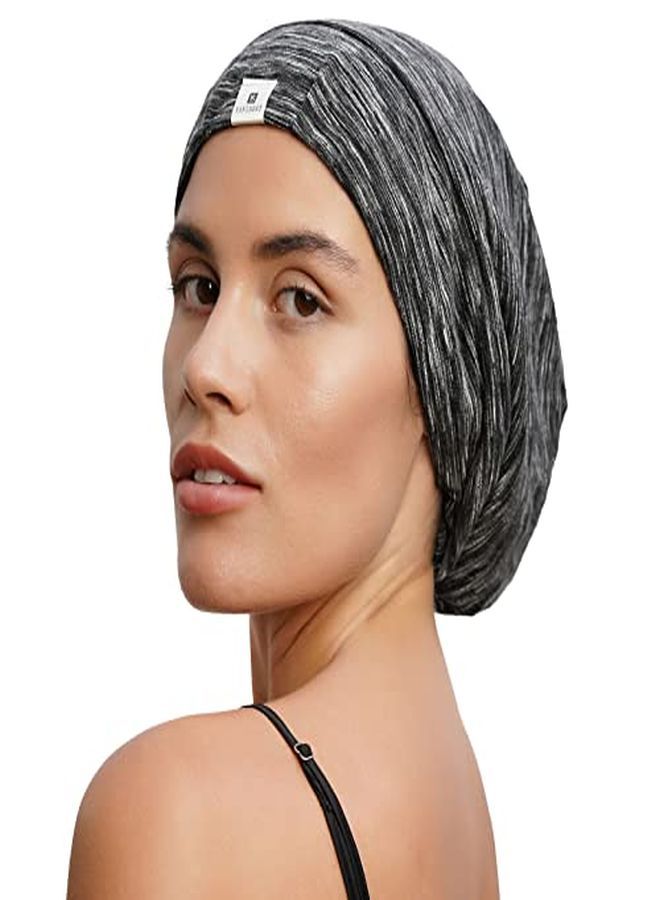 YANIBEST Silk Satin Bonnet Hair Cover Sleep Cap - Black Adjustable Stay On Silk Lined Slouchy Beanie Hat For Night Sleeping - Image 2