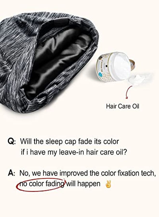 YANIBEST Silk Satin Bonnet Hair Cover Sleep Cap - Black Adjustable Stay On Silk Lined Slouchy Beanie Hat For Night Sleeping - Image 4