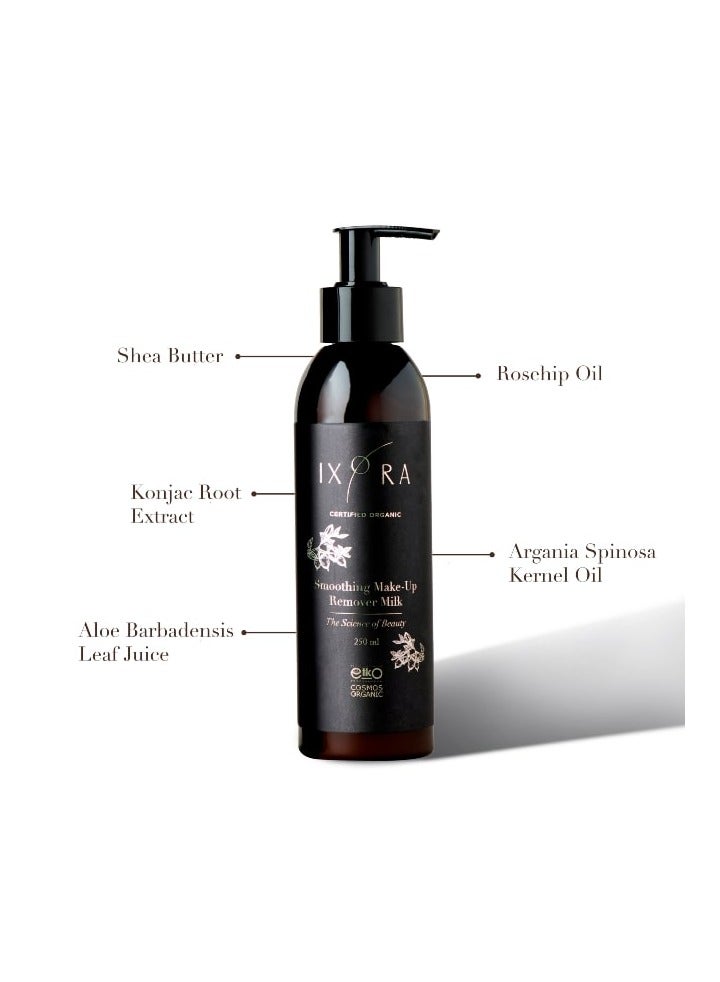 IXORA Organic Make Up Remover Milk - Enriched with Shea Butter - Face & Eye Cleansing makeup remover milk - 250ml - Image 3
