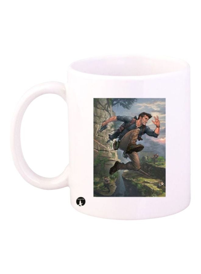 Uncharted Video Game Printed Mug White/Blue/Black