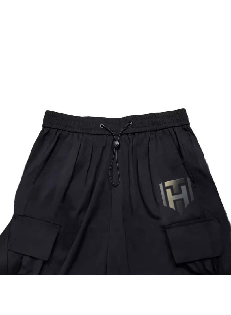 Huitich Women's Retro Wide-Leg Workwear Pants High Waist, Quick-Dry, Black Size L  - Image 2
