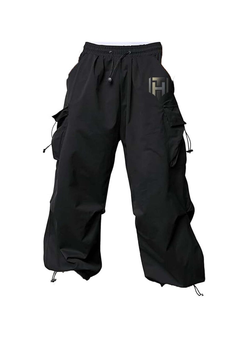 Huitich Women's Retro Wide-Leg Workwear Pants High Waist, Quick-Dry, Black Size L  - Image 1