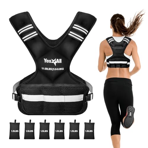 Yes4All Adjustable Weighted Vest 11-20lbs with Reflective Strip, Large Weight Vest for Strength Training for Men & Women - Image 1