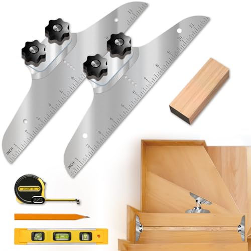 NAACOO Stair Tread Template Tool, Stair Measuring Tool, Tread Jig Set - with Level & Tape Measure & Carpenter Pencil, Suitable for Risers and Partitions. - Image 1
