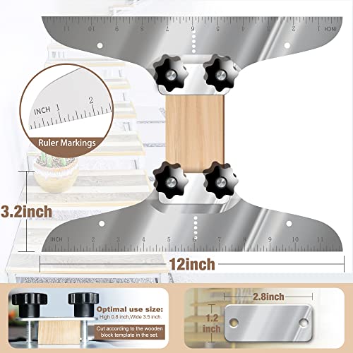 NAACOO Stair Tread Template Tool, Stair Measuring Tool, Tread Jig Set - with Level & Tape Measure & Carpenter Pencil, Suitable for Risers and Partitions. - Image 3