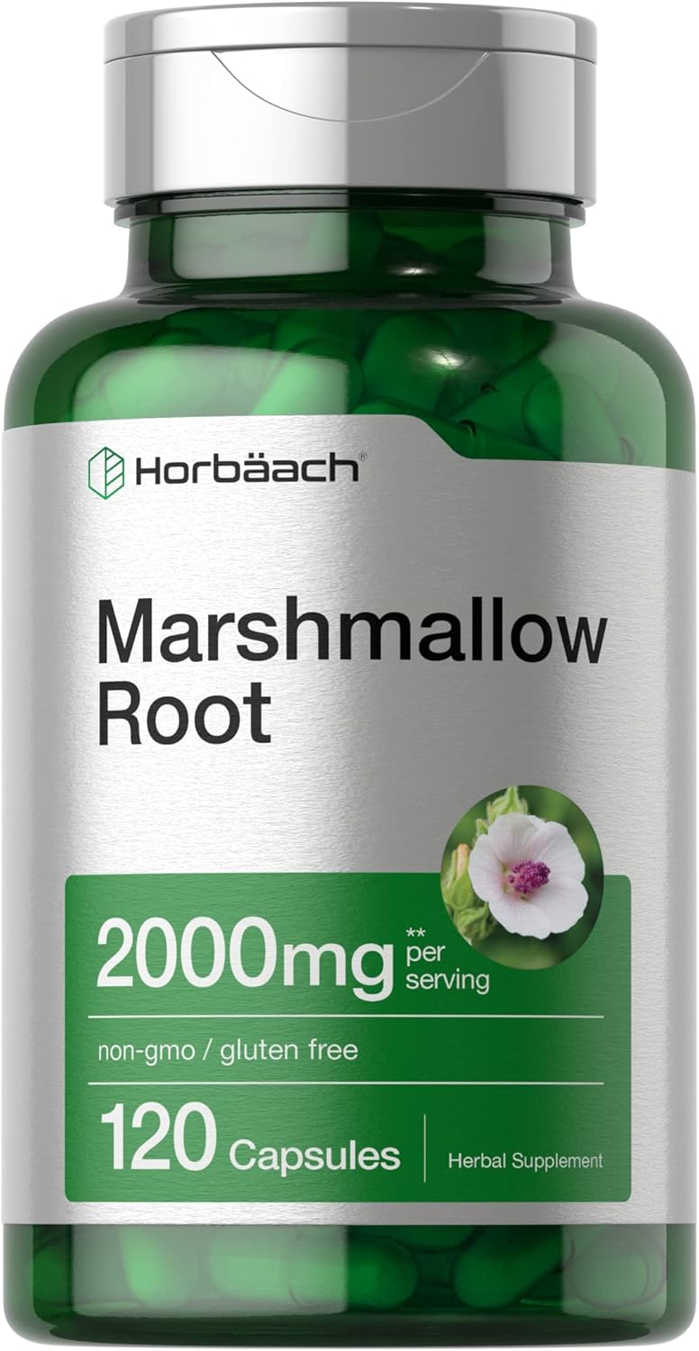 Horbach Marshmallow Root Capsules | 2000mg | 120 Count | Non-GMO & Gluten Free | Traditional Herb Extract - Image 1