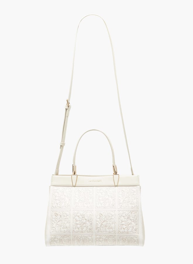 لو كونفورت حقيبة يد نسائية مطرزة بحزام قابل للفصل وإغلاق بسحاب - Image 2