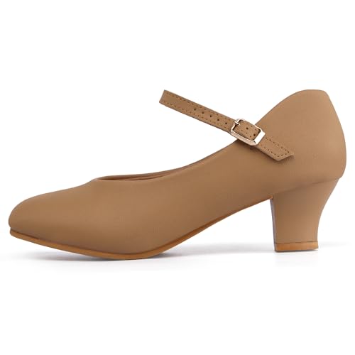 Dynadans Women's Character Shoe Ankle Strap 1.5'' Latin Dance Shoes Brown 7.5 - Image 2