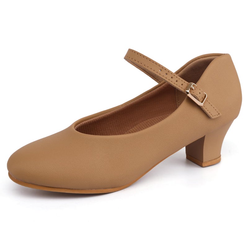 Dynadans Women's Character Shoe Ankle Strap 1.5'' Latin Dance Shoes Brown 7.5 - Image 4