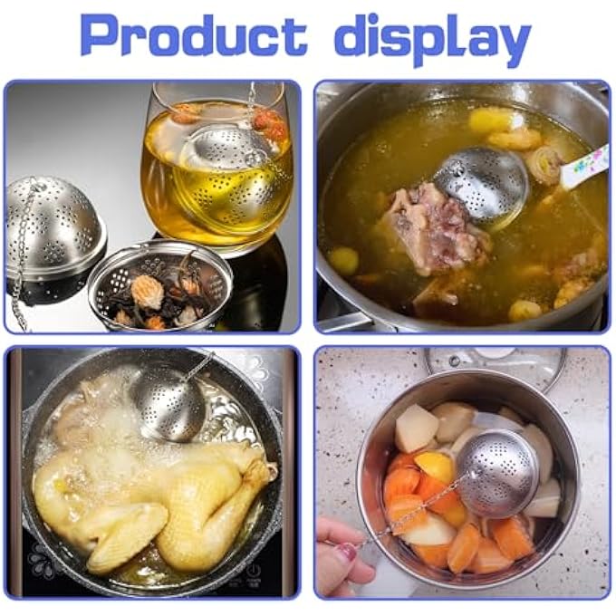 nalaina Spice Ball Tea Strainer Ball Seasoning Ball Tea Ball Filter Stainless Steel Fine Mesh Seasoning Ball With Extended Chain Hook For Soups Stews Cider Wine Tea - Image 5