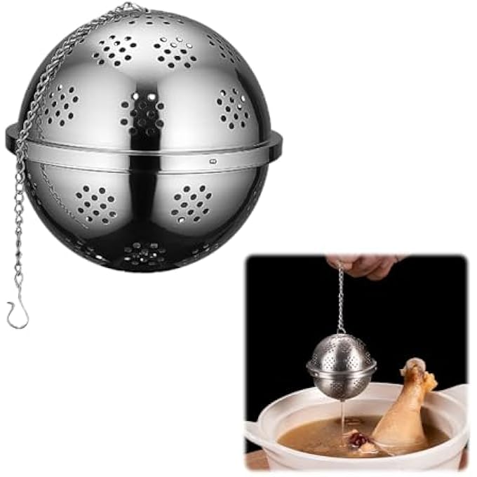 nalaina Spice Ball Tea Strainer Ball Seasoning Ball Tea Ball Filter Stainless Steel Fine Mesh Seasoning Ball With Extended Chain Hook For Soups Stews Cider Wine Tea - Image 2