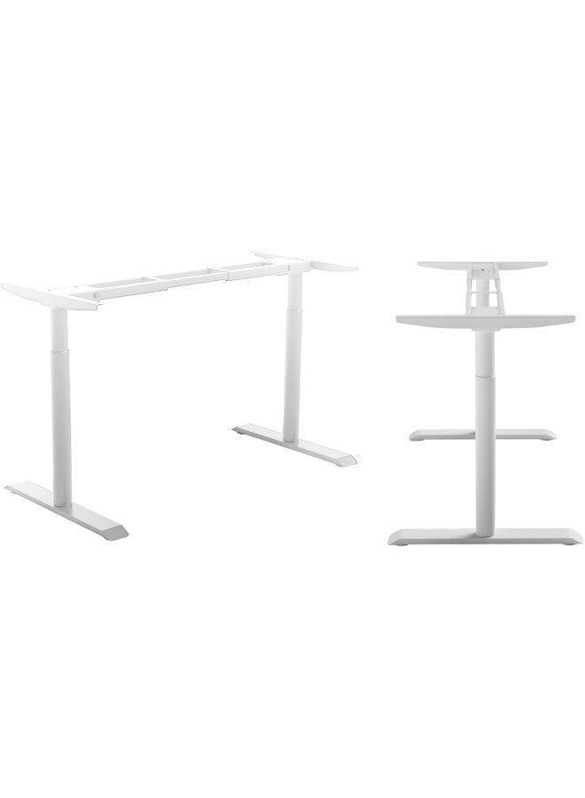 Navodesk Basic Standing Desk Frame, Manual Height Adjustable Sit to Stand Desk Frame, Home & Office DIY Workstation, Standing Desk Underframe for table top (Pin type) (White) - Image 1