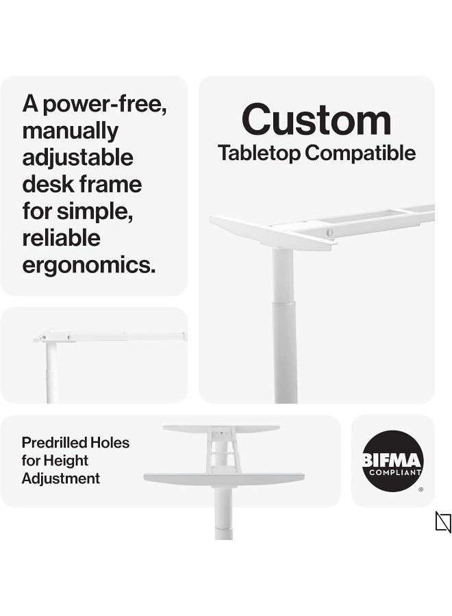 Navodesk Basic Standing Desk Frame, Manual Height Adjustable Sit to Stand Desk Frame, Home & Office DIY Workstation, Standing Desk Underframe for table top (Pin type) (White) - Image 5