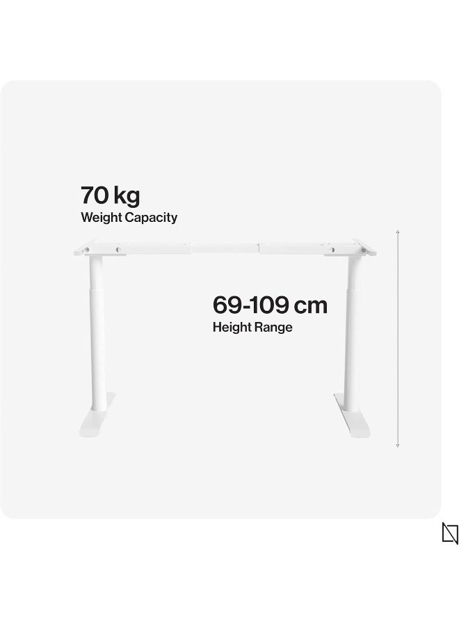 Navodesk Basic Standing Desk Frame, Manual Height Adjustable Sit to Stand Desk Frame, Home & Office DIY Workstation, Standing Desk Underframe for table top (Pin type) (White) - Image 2