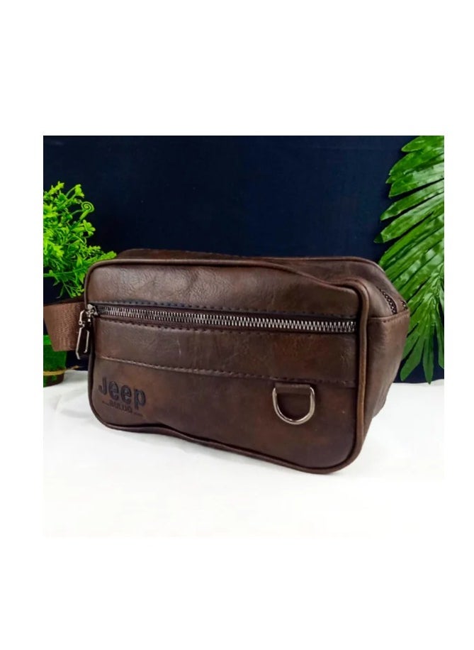 Jeep Buluo Men's luxury brown leather handbag - practical design for businessmen  - Image 1