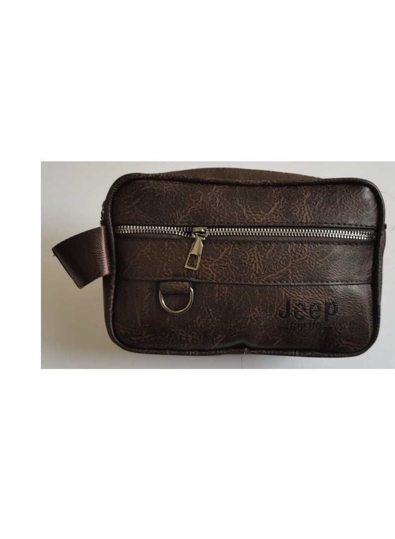 Jeep Men's luxury brown leather handbag - practical design for businessmen - Image 3