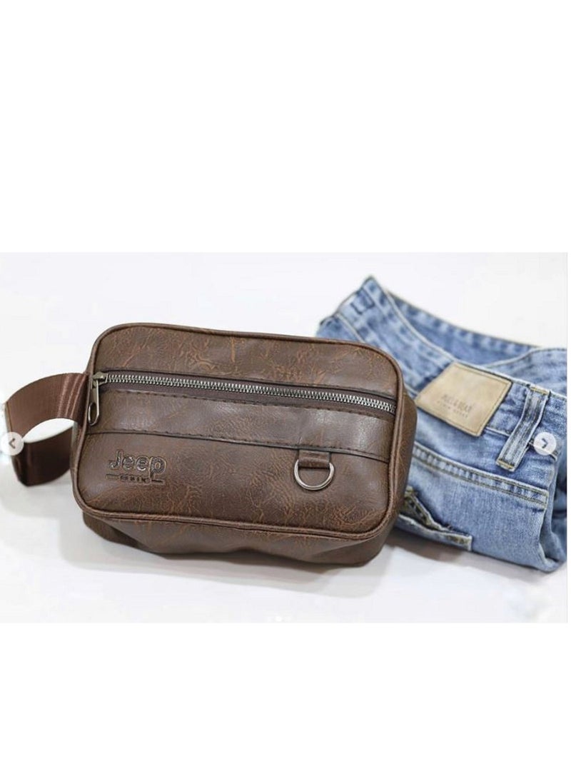 Jeep Men's luxury brown leather handbag - practical design for businessmen - Image 2