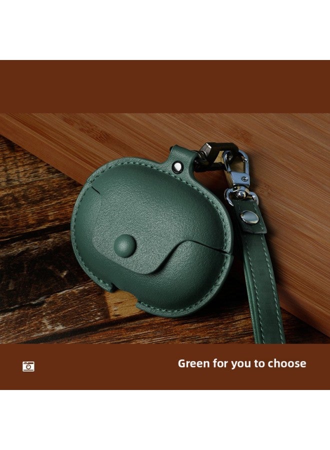 Loquat Suitable For XiaomiBuds5pro Protective Case Style For XiaomiBuds5 Headphone Protective Case 5pro Headphone Case Leather-Colour:Dark Green Leather Case 【including Short Rope】-Model:For XiaomiBuds4  - Image 1