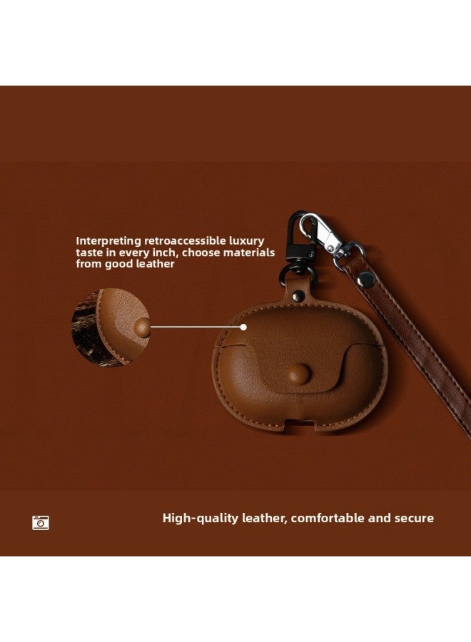 Loquat Suitable For XiaomiBuds5pro Protective Case Style For XiaomiBuds5 Headphone Protective Case 5pro Headphone Case Leather-Colour:Dark Green Leather Case 【including Short Rope】-Model:For XiaomiBuds4  - Image 4