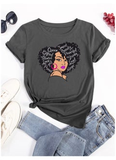 Mesery Woman Short Sleeve T-Shirt Printed - Dark Grey