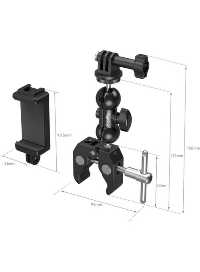 SMALLRIG Crab-Shaped Super Clamp With Ball Head Magic Arm, Action Mount & Phone Holder Kit - Image 4