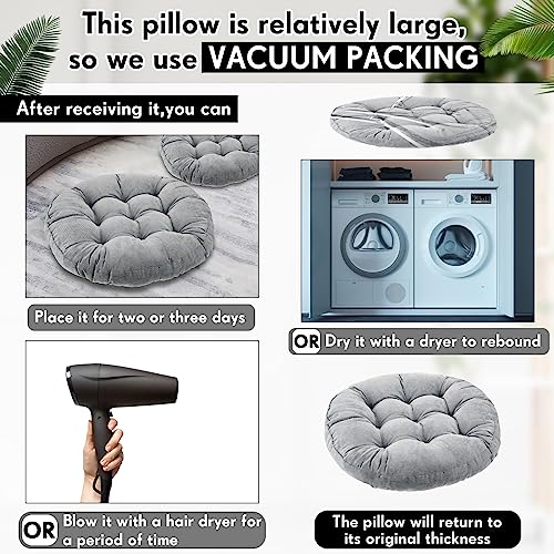 Jerify Floor Pillow Cushions Large Round Square Large Meditation Floor Pillow for Classroom Adult Meditation Picnic Party Seating Learning Daycare School(Round,Light Gray,12 Pcs) - Image 4
