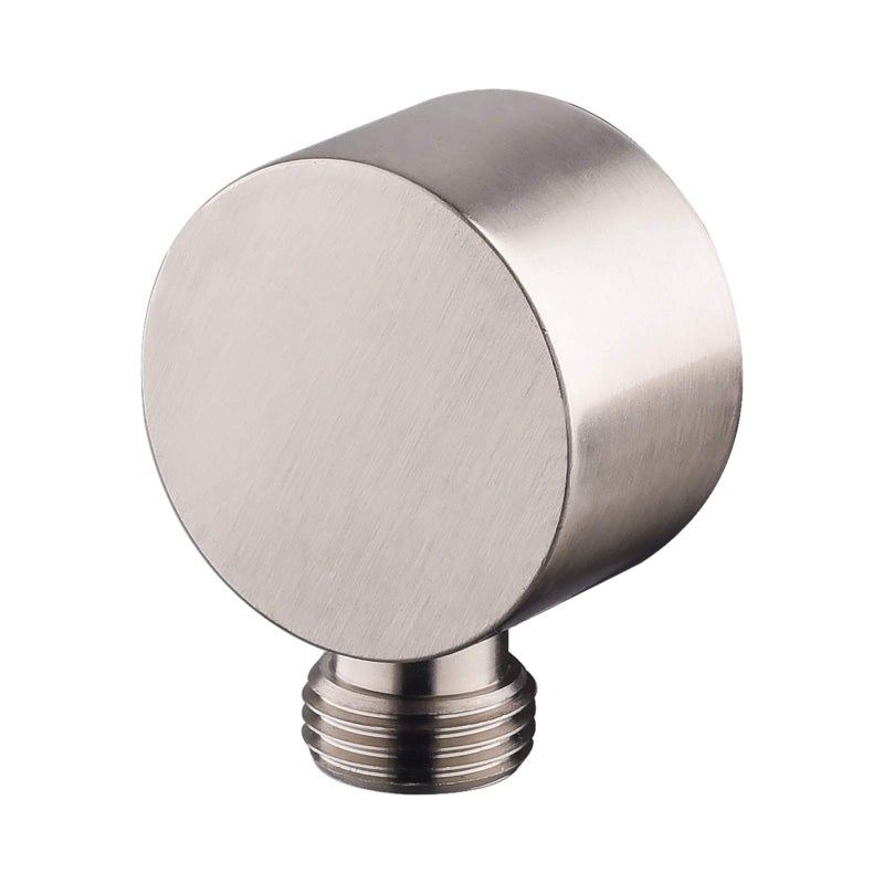 Keymark Wall Supply Elbow Brass Round Wall Mount Shower Hose Connector G 12 Drop Ell Union Water Outlet for Handheld Hand Shower Brushed Nickel