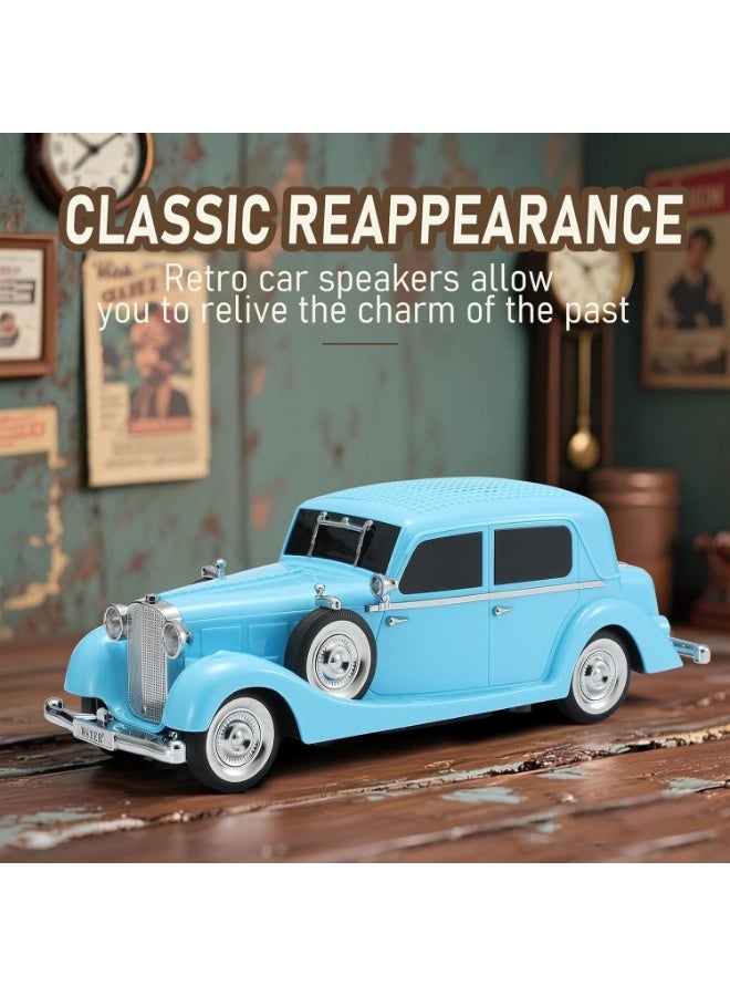 Hedge WS-1934 Retro Classic Car Bluetooth Speaker Vintage Car Design Wireless Speaker with FM Radio, TF Card, USB Playback, Hands-Free Calling & TWS Support 1500mAh Battery, HD Stereo Sound Blue - Image 2
