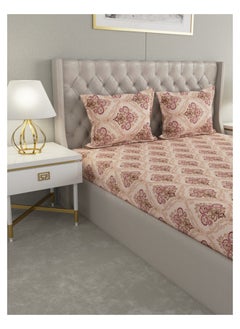 Raymond Raymond Home Queen Size Fitted Sheet Super Soft 210 TC Pure Cotton (152x198+30 cm, 46x69 cm) Fitted sheet & 2 PillowCases  - Image 3