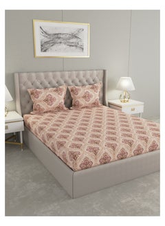 Raymond Raymond Home Queen Size Fitted Sheet Super Soft 210 TC Pure Cotton (152x198+30 cm, 46x69 cm) Fitted sheet & 2 PillowCases  - Image 1