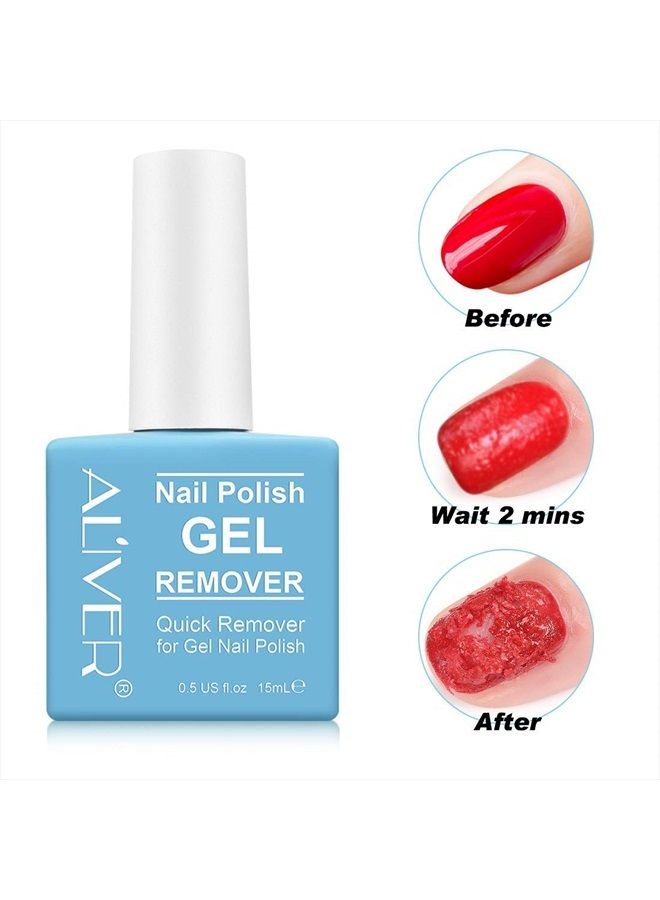 ALIVER Gel Nail Polish Remover (2 Pack) - Remove Gel Nail Polish Within 2-3 Minutes - Quick & Easy Polish Remover - No Need For Foil, Soaking Or Wrapping 0.5 Fl Oz - Image 2