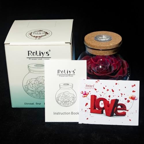 roliys Preserved Real Roses with Colorful Mood Light Wishing Bottle,Eternal Rose，Never Withered Flowers,for Bedroom Party Table Decor, Anniversary,Valentine's,Mother's Day,a Gifts for Women (Burgundy) - Image 3